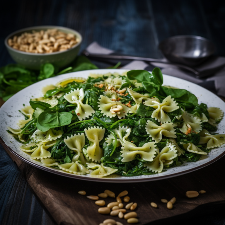 Farfalles aux pousses d&rsquo;épinards – 157 kcal/100g