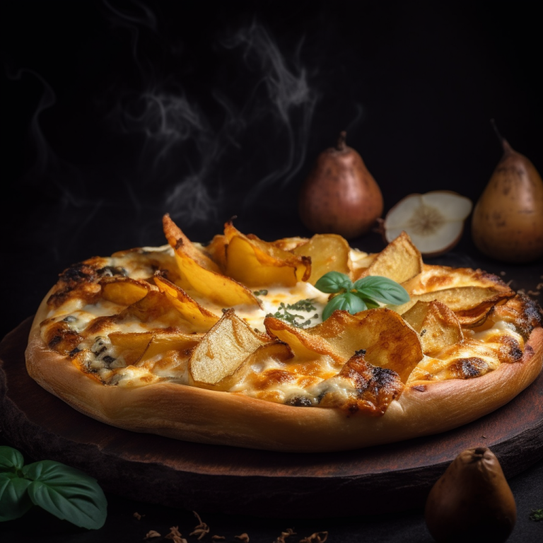 Pizza aux pommes, patates douces et romarin – 206 kcal/100g