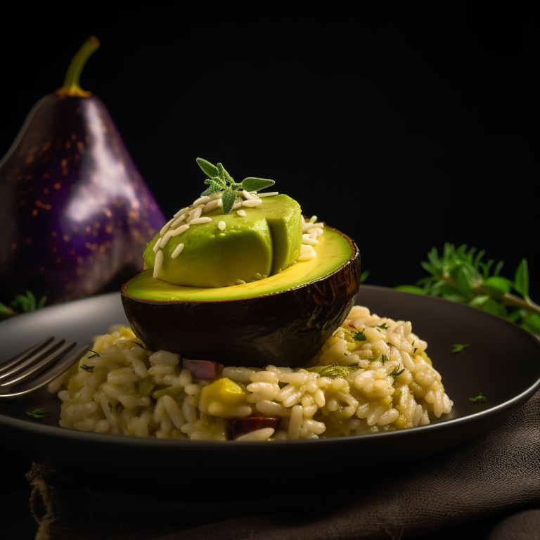 Risotto aux aubergines et à l&rsquo;avocat | 194 kcal/100g