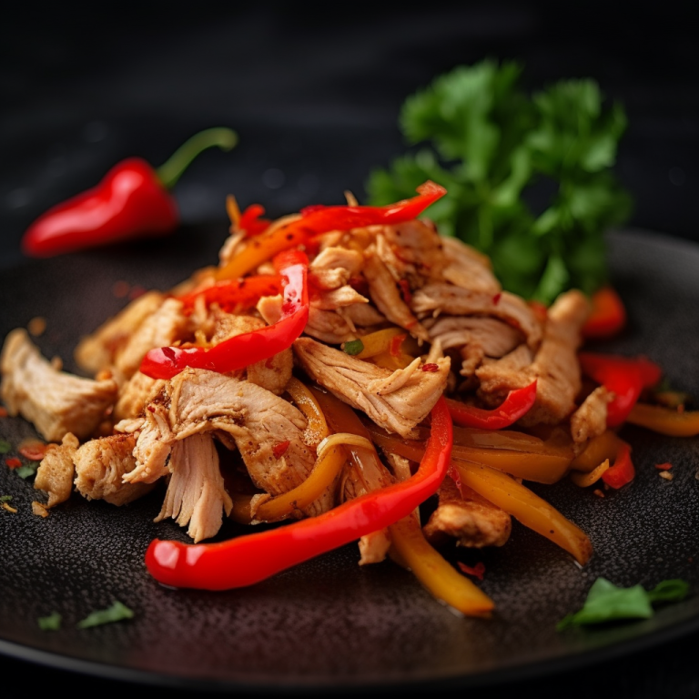 Sauté de dinde au paprika et poivron rouge – 118 kcal/100g