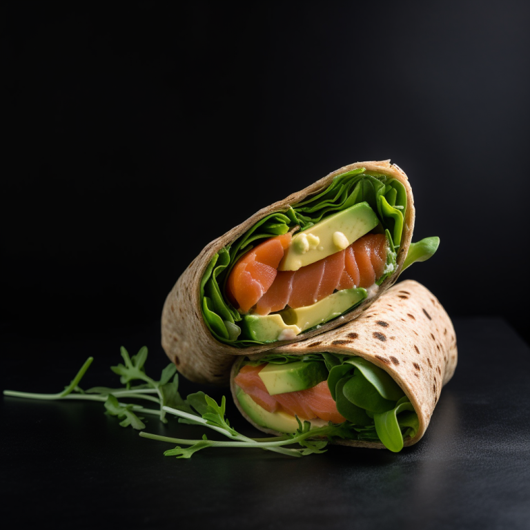 Wrap avocat et saumon fumé – 241 kcal/100g